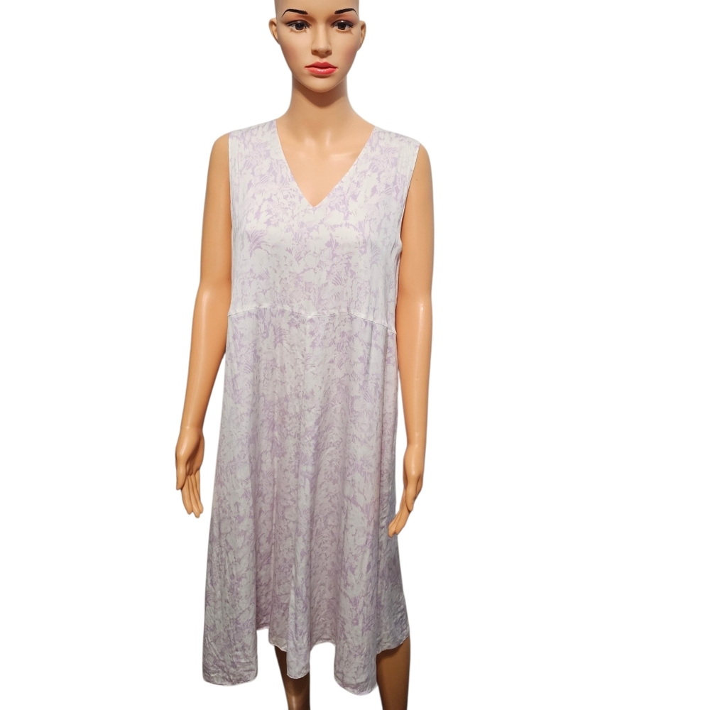 Norstrom Signature Silk Lavender Floral A-Line Midi Dress Cottagecore Sz 14